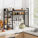 Costway 4-Tier Desk Shelf Desktop Display Rack w/ Metal Grid Panel & 6 Hooks for $53 + free shipping