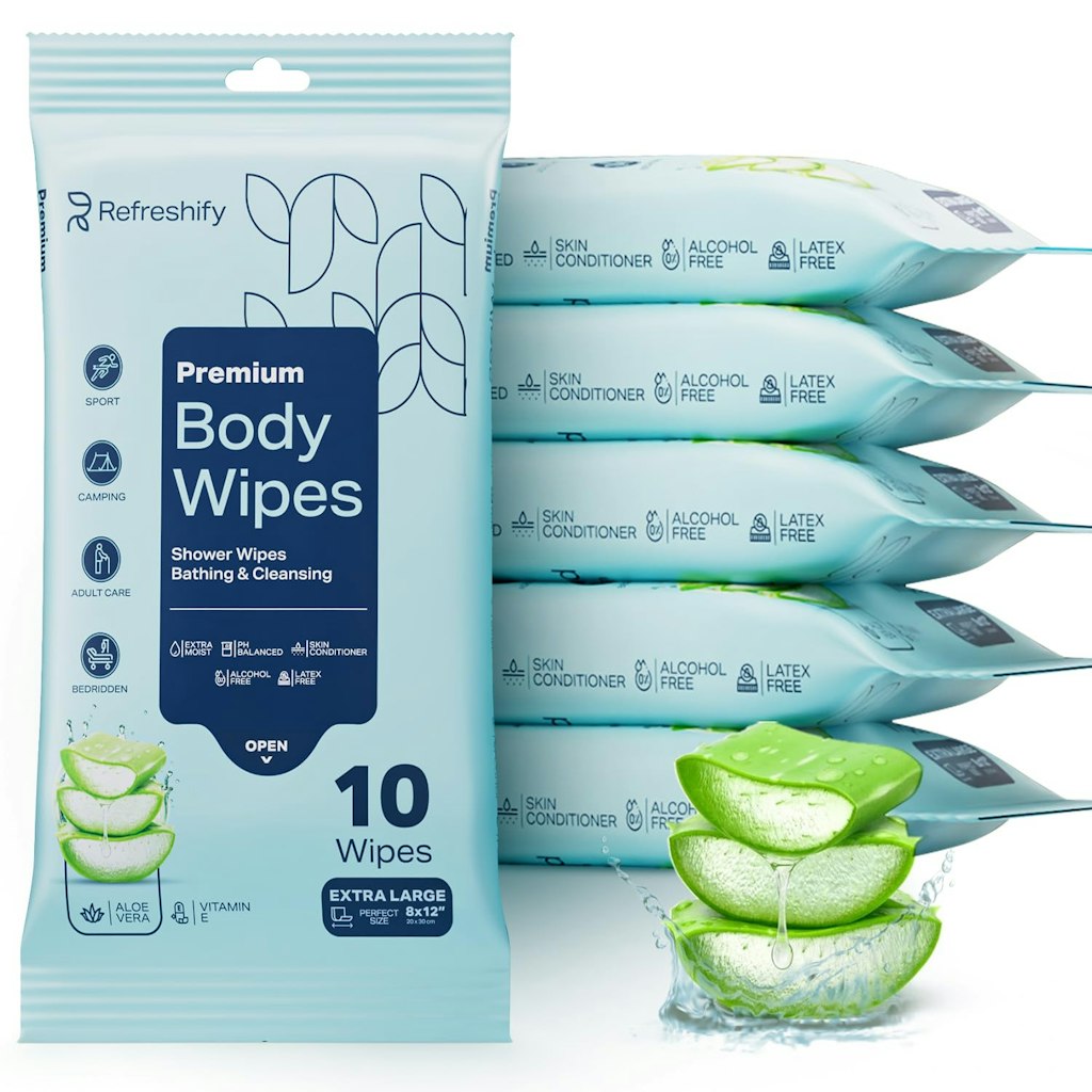 60-Count XL Rinse-Free Shower Wipes: $11 w/ Subscribe & Save