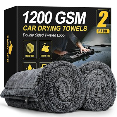 SMINDER 36" x 24" 1200 GSM Microfiber Car Drying Towels 2-Pack for $26 + free shipping w/ Prime