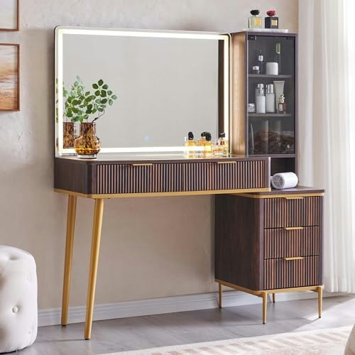 T4tream 48-Inch Fluted Vanity Desk with Lighted Mirror: $237.99 T4tream 48-Inch Fluted Vanity Desk with Lighted Mirror: $237.99