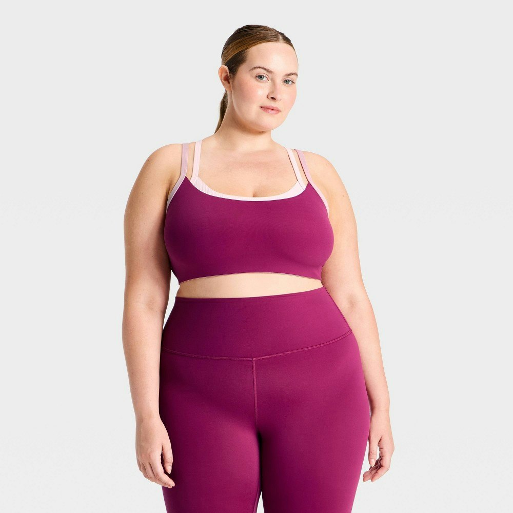 All In Motion Women's Soft Ribbed Colorblock Sports Bra 1X: $25 All In Motion Women's Soft Ribbed Colorblock Sports Bra 1X: $25