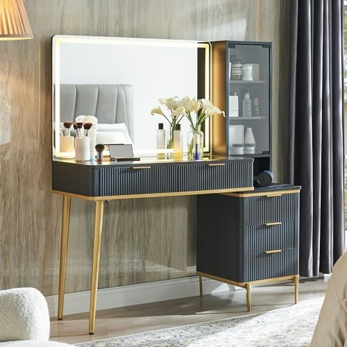 T4tream 48-Inch Fluted Makeup Vanity Desk with 36-Inch Lighted Mirror: $259.98 T4tream 48-Inch Fluted Makeup Vanity Desk with 36-Inch Lighted Mirror: $259.98