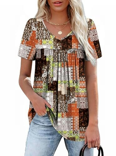 Women's V-Neck Pleated Short Sleeve Tunic Shirt: $14.97 Women's V-Neck Pleated Short Sleeve Tunic Shirt: $14.97