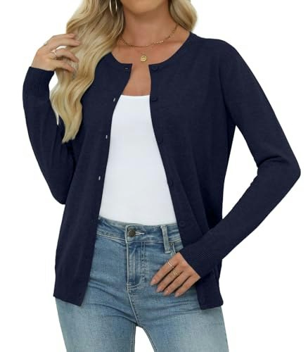 Yincro Women's Crew Neck Long Sleeve Knit Cardigan Sweater: $14.99 Yincro Women's Crew Neck Long Sleeve Knit Cardigan Sweater: $14.99