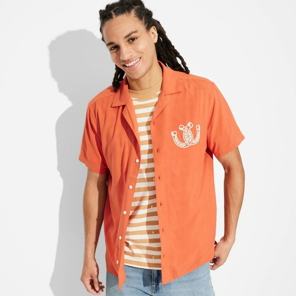 Men's Relaxed Fit Short Sleeve Button-Down Shirt: $22 Men's Relaxed Fit Short Sleeve Button-Down Shirt: $22