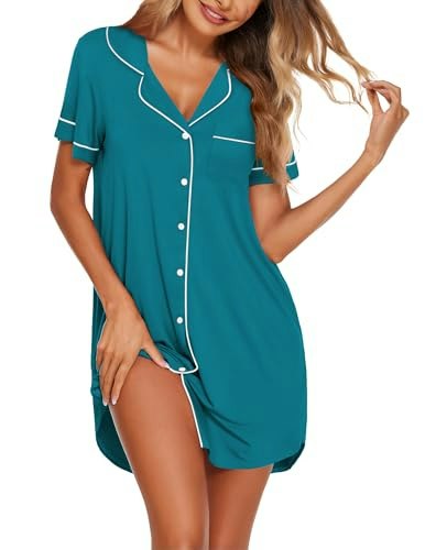 Ekouaer Women's Button-Down Hospital Nursing Gown: $16.97