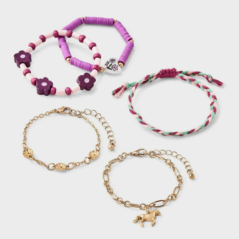 Cat & Jack Girls' Heart and Horse Charm Bracelet 5-Pack: $7 Cat & Jack Girls' Heart and Horse Charm Bracelet 5-Pack: $7