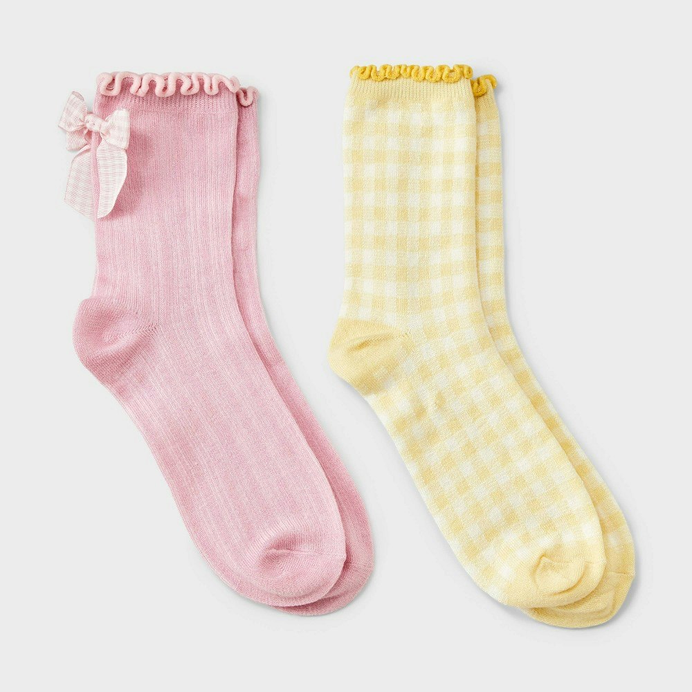 Auden Women's Gingham Bow Demi Crew Socks 2-Pack: $8.50