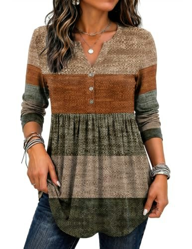 Zeagoo Women's V-Neck Long Sleeve Henley Top: $8.49 Zeagoo Women's V-Neck Long Sleeve Henley Top: $8.49