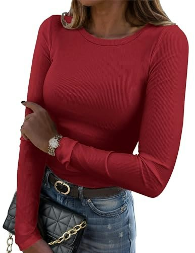 Zeagoo Women's Ribbed Crewneck Long Sleeve Shirt: $11.46 Zeagoo Women's Ribbed Crewneck Long Sleeve Shirt: $11.46