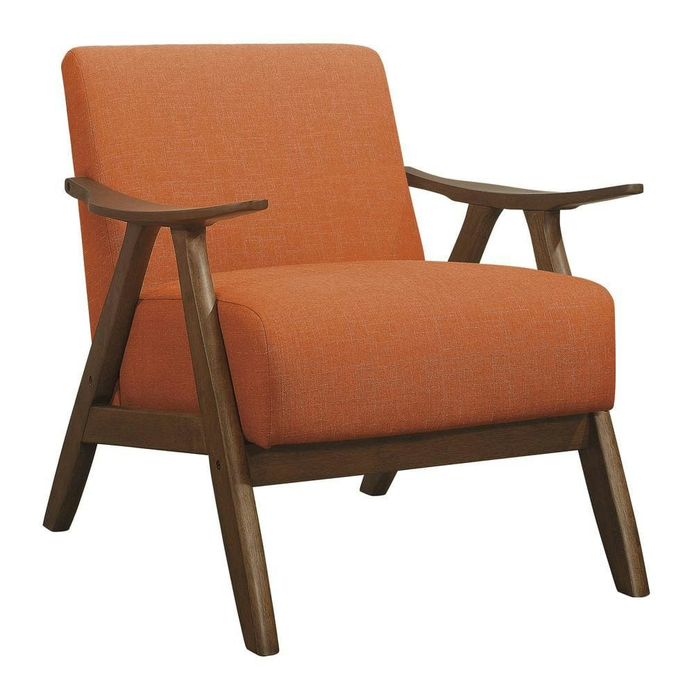 Orange Wood Fabric Upholstered Accent Chair: $519