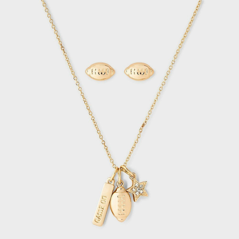 Universal Thread Football Necklace and Earring Set 3-Piece: $16.99