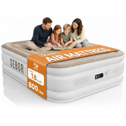 Sebor Queen 18-inch Raised Air Mattress with Built-in Pump: $59.49 Sebor Queen 18-inch Raised Air Mattress with Built-in Pump: $59.49