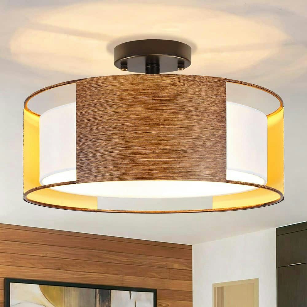 15.7-inch 3-Light Farmhouse Drum Semi Flush Mount Ceiling Light: $164.04 15.7-inch 3-Light Farmhouse Drum Semi Flush Mount Ceiling Light: $164.04