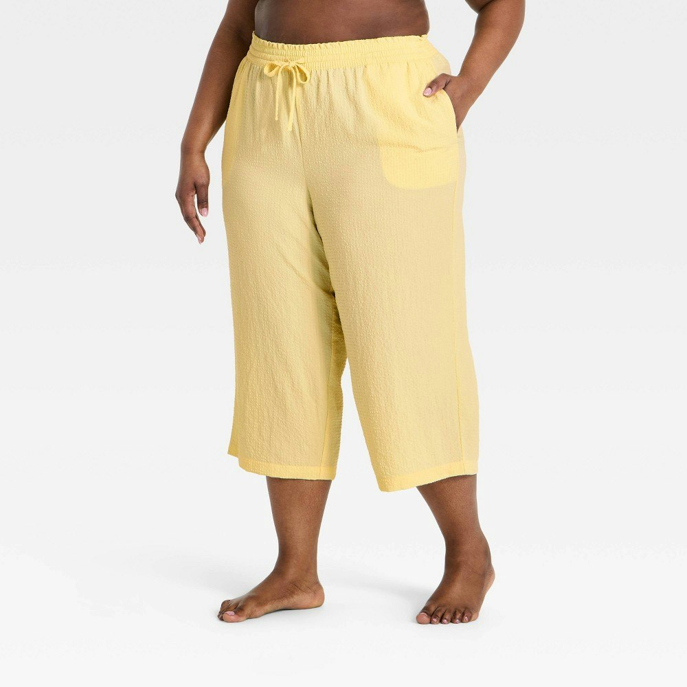 Auden Women's Seersucker Wide-Leg Cropped Pajama Pants: $20 Auden Women's Seersucker Wide-Leg Cropped Pajama Pants: $20