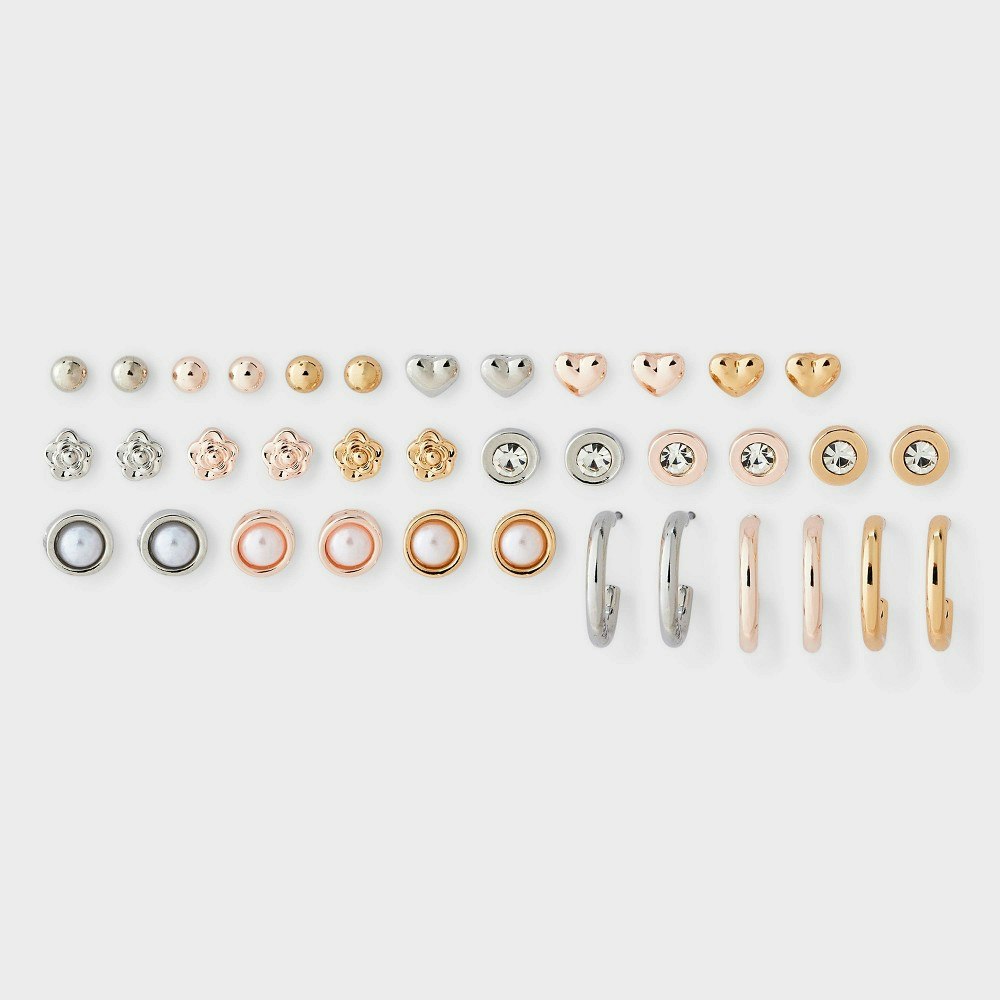 Wild Fable Heart & Rose Stud Earring 18-Piece Set: $17 Wild Fable Heart & Rose Stud Earring 18-Piece Set: $17