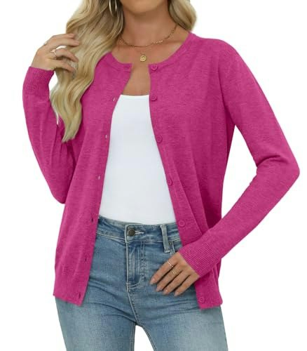 Yincro Women's Crew Neck Long Sleeve Knit Cardigan Sweater: $14.99 Yincro Women's Crew Neck Long Sleeve Knit Cardigan Sweater: $14.99