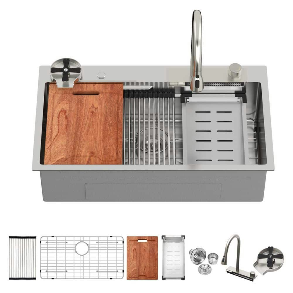 33-Inch x 19-Inch Waterfall Kitchen Sink and Pull-Down Faucet: $417.23 33-Inch x 19-Inch Waterfall Kitchen Sink and Pull-Down Faucet: $417.23