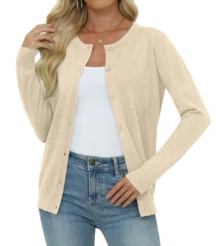 Yincro Women's Crew Neck Knit Cardigan Sweater: $14.99 Yincro Women's Crew Neck Knit Cardigan Sweater: $14.99