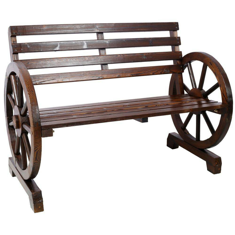 2-Person Wood Wagon Wheel Bench: $167.19
