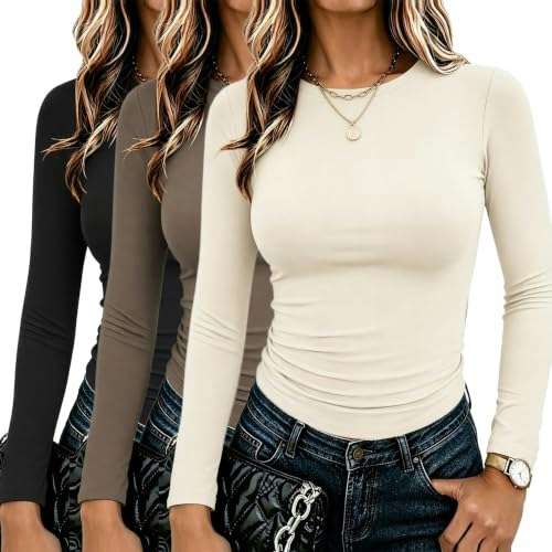 Zeagoo Women's Long Sleeve Fitted Tops 3-Pack: $23.98 Zeagoo Women's Long Sleeve Fitted Tops 3-Pack: $23.98