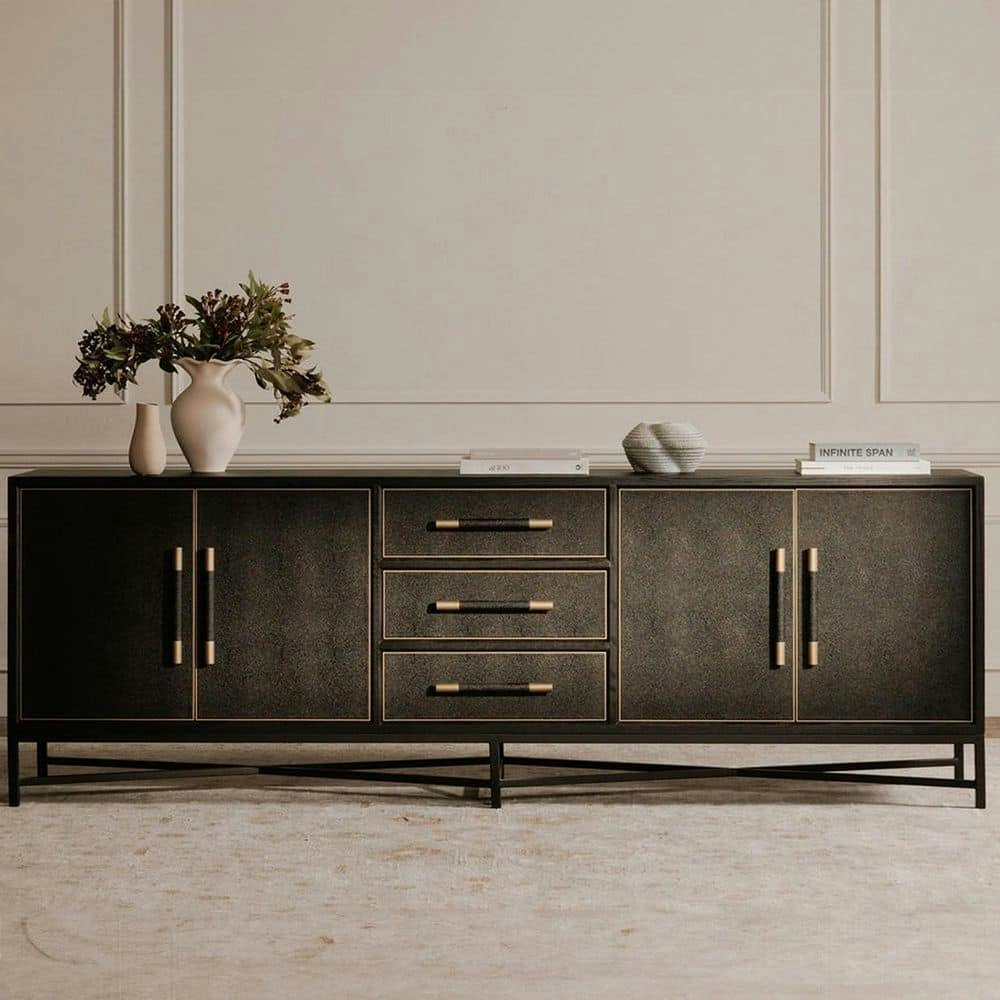Vaughn Black Shagreen Vegan Leather Buffet: $3,999 Vaughn Black Shagreen Vegan Leather Buffet: $3,999