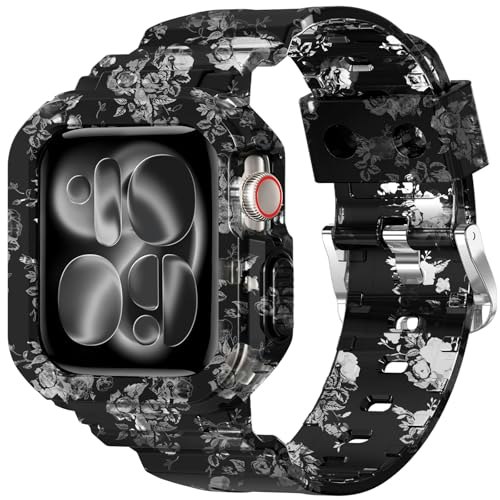 XYF Crystal Clear Floral Apple Watch Band for 46mm Series 11/10: $11.89