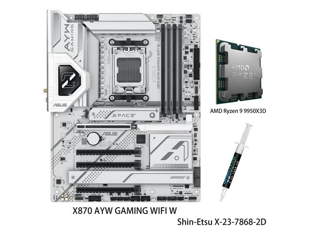 Asus X870 AYW Gaming Wi-Fi Motherboard and AMD Ryzen 9 9950X3D Processor Combo: $1,359.99