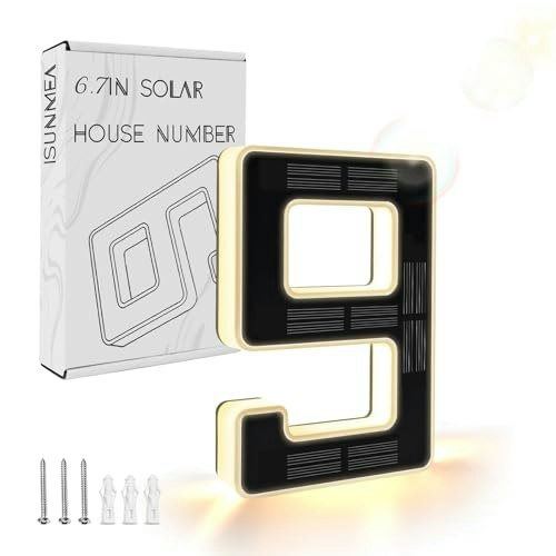 ISUNMEA 6.7-Inch Solar Lighted House Numbers: $16.99