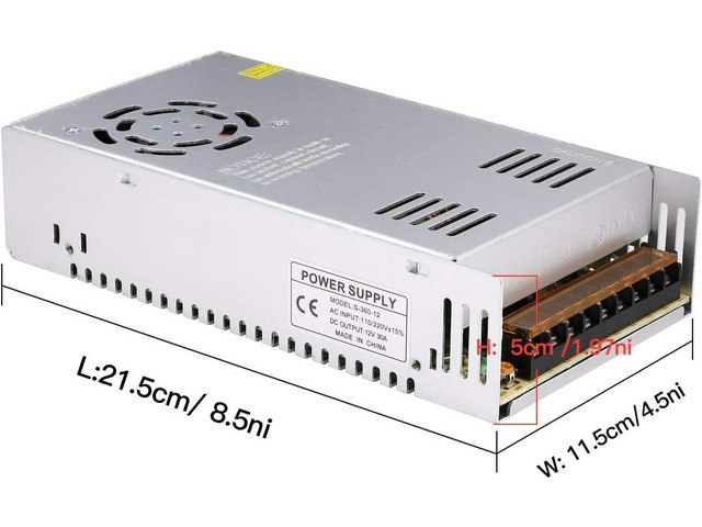 12V 30A 360W AC to DC Regulated Switching Power Supply: $55.40 12V 30A 360W AC to DC Regulated Switching Power Supply: $55.40