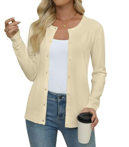 Yincro Women's Crew Neck Long Sleeve Knit Cardigan: $14.99 Yincro Women's Crew Neck Long Sleeve Knit Cardigan: $14.99