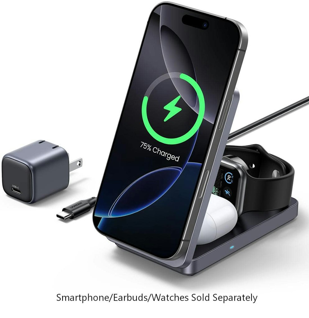Ugreen Qi2 15W 3-in-1 Foldable Wireless Charging Station: $74.99