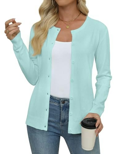 Yincro Women's Crew Neck Long Sleeve Knit Cardigan Sweater: $14.99 Yincro Women's Crew Neck Long Sleeve Knit Cardigan Sweater: $14.99