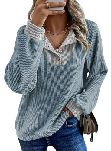 Evaless Women's V-Neck Button Knit Sweater: $19.98 Evaless Women's V-Neck Button Knit Sweater: $19.98