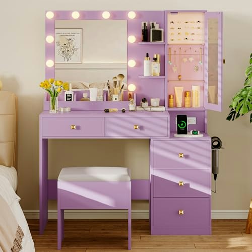 Vanity Desk with Mirror, Lights, and Chair: $186.99 Vanity Desk with Mirror, Lights, and Chair: $186.99