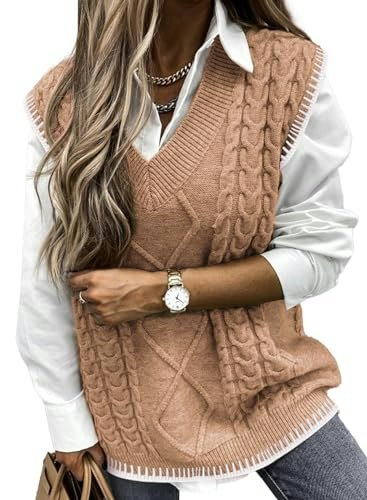 Evaless Women's Oversized Cable Knit Sweater Vest: $26.99 Evaless Women's Oversized Cable Knit Sweater Vest: $26.99