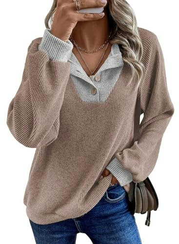 Evaless Women's V-Neck Button Knit Sweater: $19.98 Evaless Women's V-Neck Button Knit Sweater: $19.98