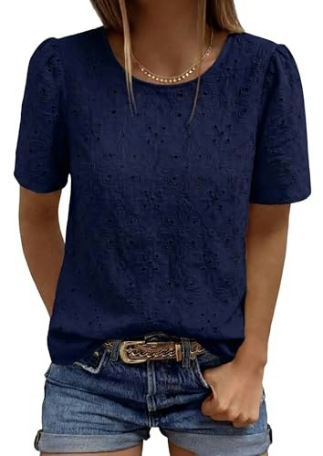 Prettygarden Women's Embroidered Eyelet Short Sleeve Blouse: $29.98 Prettygarden Women's Embroidered Eyelet Short Sleeve Blouse: $29.98