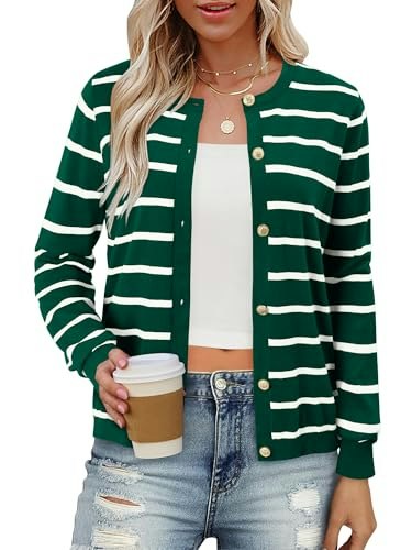 Onlypuff Women's Striped Lightweight Cardigan: $22.78
