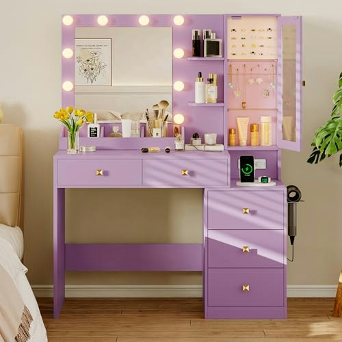 Xixini Vanity Desk with Mirror and Lights: $169.99 Xixini Vanity Desk with Mirror and Lights: $169.99