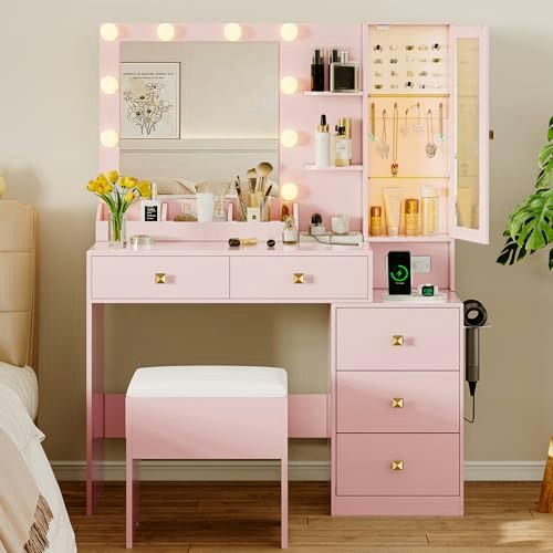 Vanity Desk with Mirror and Lights: $186.99 Vanity Desk with Mirror and Lights: $186.99