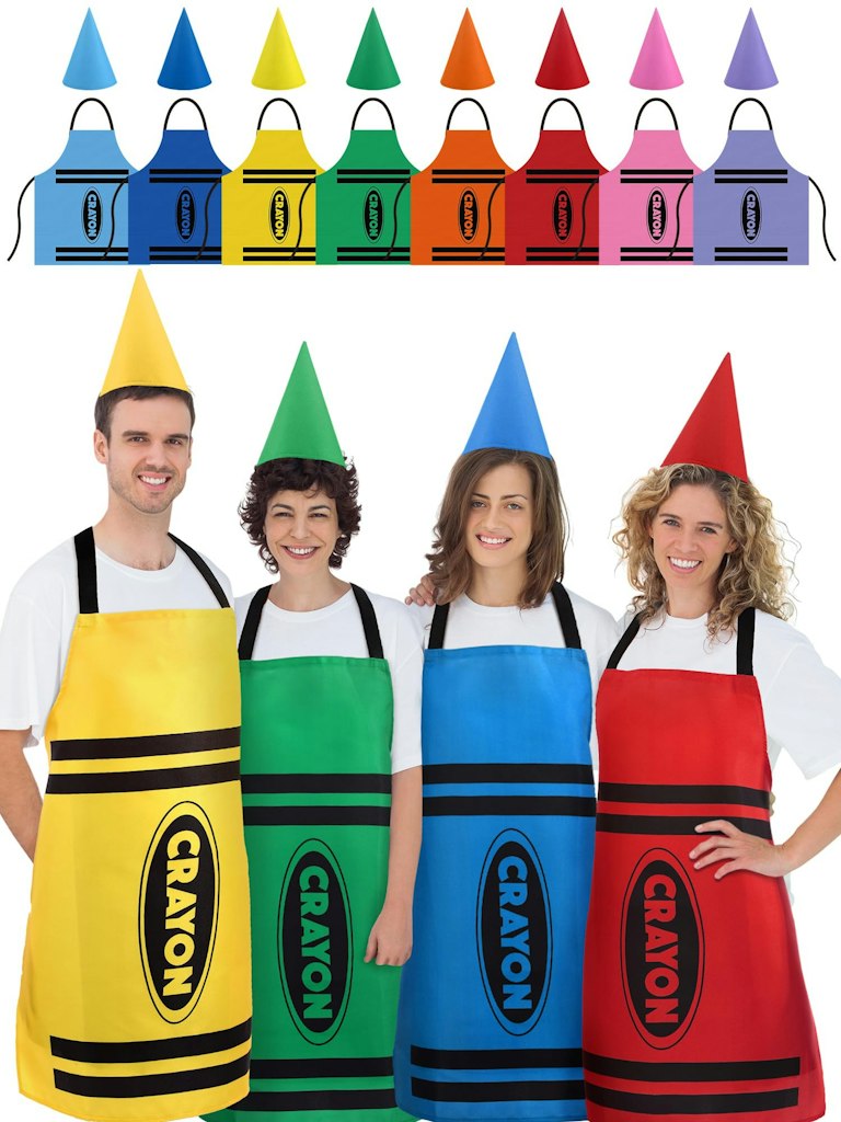 Mepase 16pc. Crayon Costume Adult Halloween Apron & Cone Hat Set: $27 w/ Prime