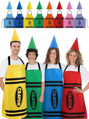 Mepase 16pc. Crayon Costume Adult Halloween Apron & Cone Hat Set for $27 w/ Prime + free shipping