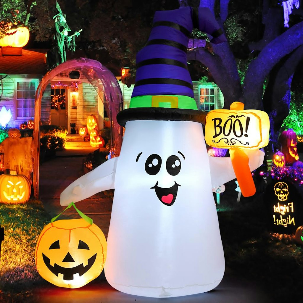5-Foot Halloween Inflatable Ghost & Pumpkin Outdoor Decoration: $22
