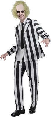 5-Piece Beetlejuice Men's Black & White Striped Suit Costume: $26