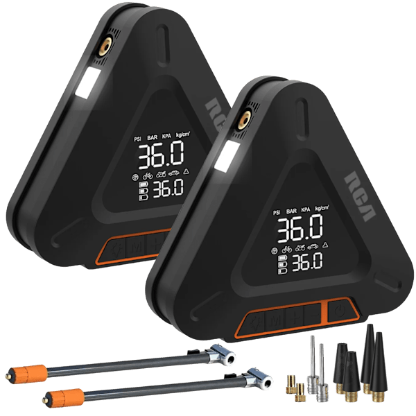 RCA Rechargeable Tire Inflator and Emergency Tool 2-Pack: $39.99