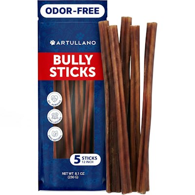 Artullano 12" Bully Sticks 5-Pack for $14 + free shipping w/ Prime