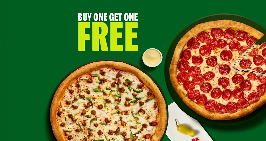 Papa Johns Large 1-Topping Pizzas: Buy one get one free