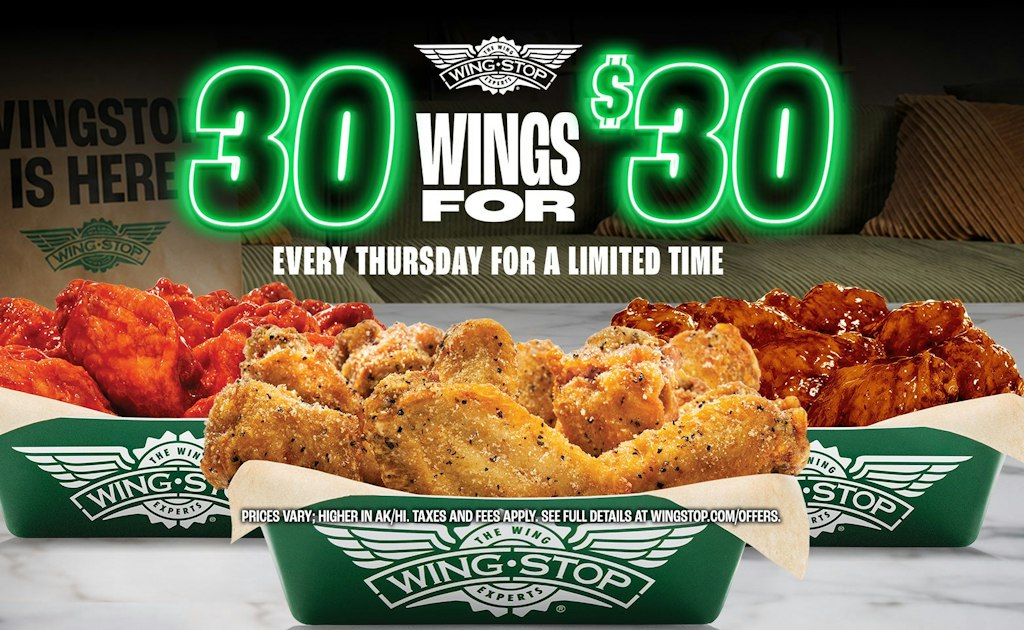 30 Wingstop Wings: $30 on Thursdays