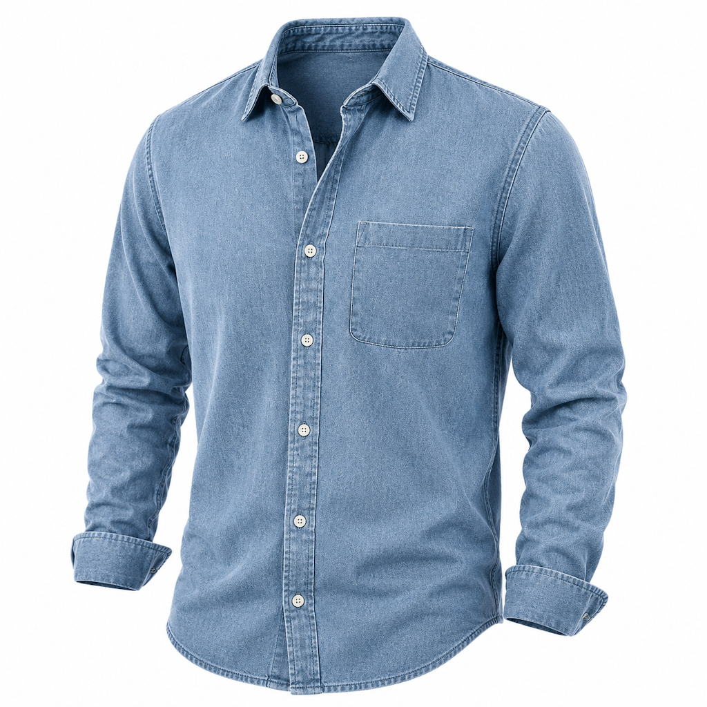 Men's Vintage Long Sleeve Button-Up Cotton Shirt: 2 for $12